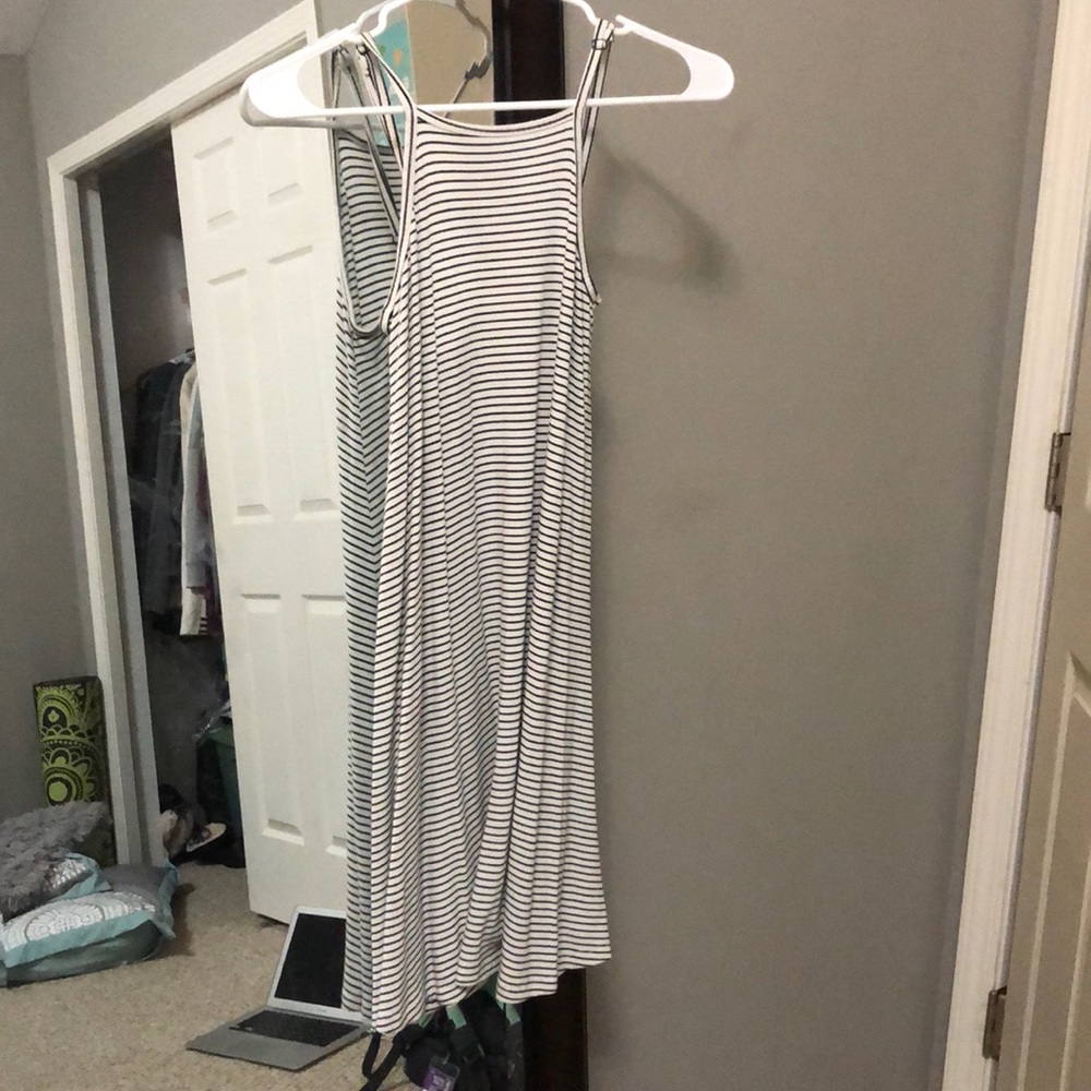 Black and white striped dress